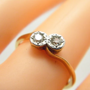 Antique 18ct Gold Diamond Twist Ring Band Size L (US Size 5.75) c1900