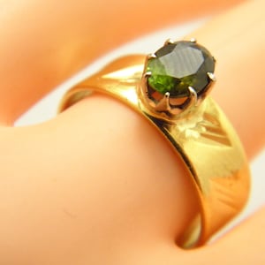 Vintage 22ct Heavy Gold Platinum Tourmaline Ring Band 6.6mm Size O (US Size 7.25) c1960