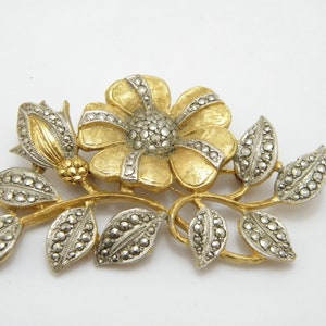 Vintage 9ct Gold RG Kigu Designer Marcasite Spray Brooch c1950