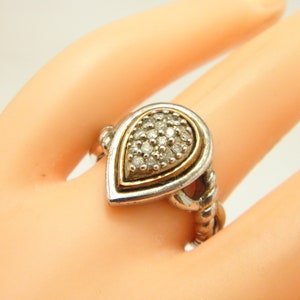 Vintage 14ct Rose Gold Ag Diamond Signet Ring Band Size N (US Size 6.75)