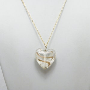 Vintage 9ct Gold Heavy Morano Heart Pendant Necklace 20 Inch Belcher Chain