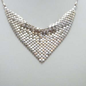 Vintage 9ct White Gold Heavy Bib Collar Style Necklace 15.5 Inch 12g