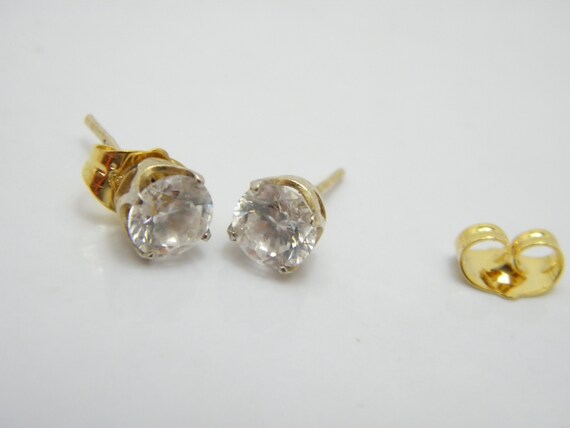Vintage 14ct Gold Dia Stud Earrings (Pair) 6.5mm … - image 4