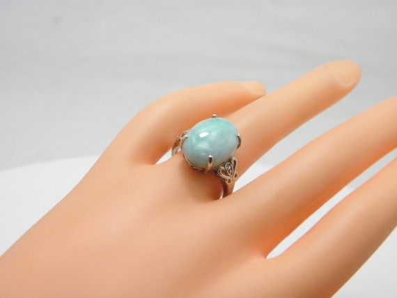 Vintage Sterling Silver Larimar Statement Ring Band Size N 1