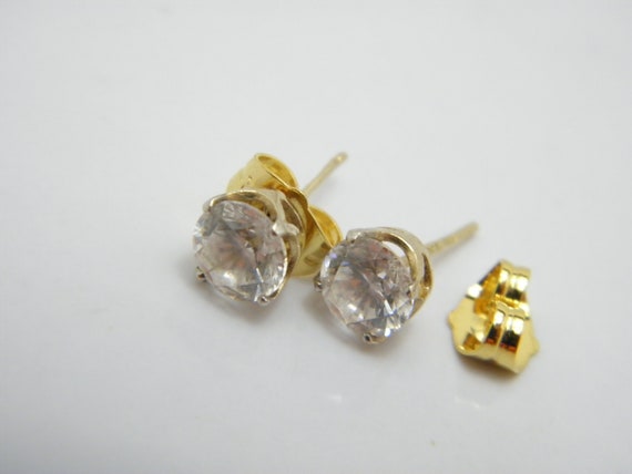 Vintage 14ct Gold Dia Stud Earrings (Pair) 6.5mm … - image 5