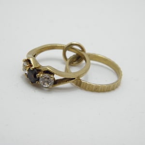 Vintage 9ct Gold Garnet Engagement Wedding Ring Charm for Bracelet or Pendant c1960