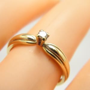Vintage 18ct Gold Diamond Solitaire Ring Band Size L (US Size 6) c1950
