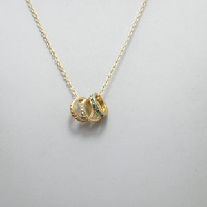 Vintage 9ct Gold Topaz Dia Ring Trilogy Pendant Necklace 20 Inch Belcher Chain