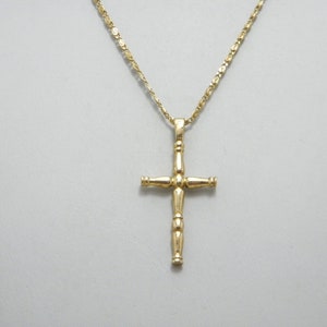 Vintage 9ct Gold Heavy Byzantine Cross Pendant Necklace 18 Inch S Chain Crucifix