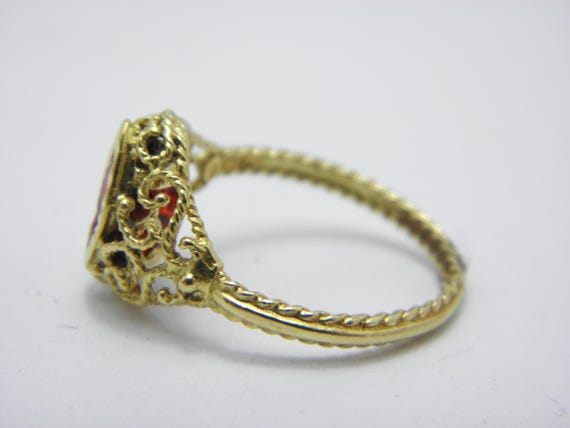 Vintage 18ct Solid Gold Ruby Solitaire Ring Band … - image 7
