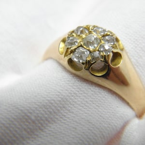 Antique 18ct Gold 1.0 Cttw Diamond Cluster Engagement Ring Rose Cut Size R (US Size 8.75)