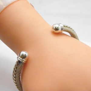 Vintage Sterling Silver Torque Bangle Open Mesh 9.5mm Wide Heavy