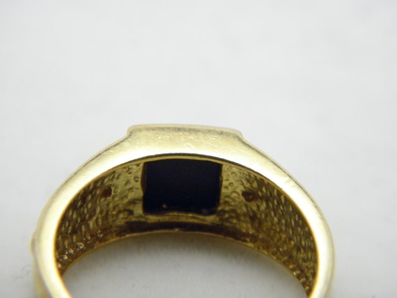 Antique / Vintage 9ct Gold Vermeil Onyx Signet Ri… - image 5