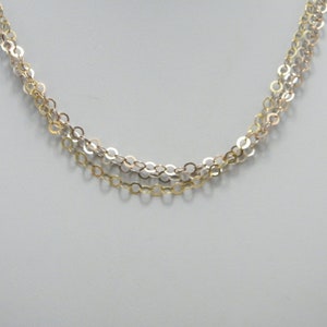 Vintage 9ct Yellow, Rose and White Gold Triple Belcher Chain Necklace 16 Inch 7g