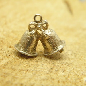 Antique / Vintage Sterling Silver Huge Wedding Bells Charm for Bracelet or Pendant