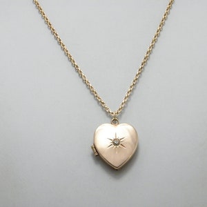 Antique 9ct Rose Gold Huge Dia Heart Locket Pendant Necklace 18 Inch Belcher Chain c1880