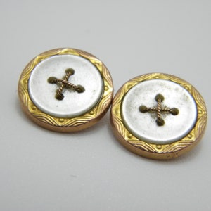 Antique 9ct Rose Gold MOP Pair Of Buttons 14mm c1880