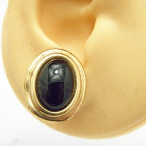 ヴィンテージ 9ct ゴールド マッシブ オニキス スタッド イヤリング (ペア) 21.5 mm c1960