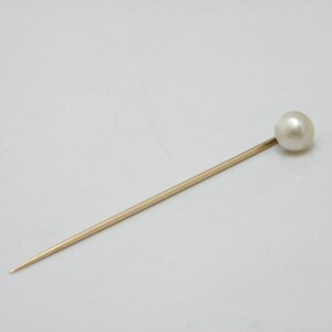 Antique 15ct Rose Gold Sea Pearl Tie Lapel Cravat Stock Pin c1890