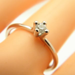 Vintage 950 Palladium Diamond Heavy Solitaire Ring Band Size N (US Size 6.75) Engagement