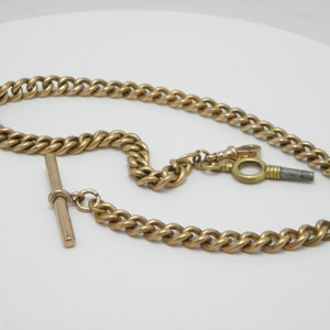 Antique 9ct Heavy Rose Gold Watch Chain Single Albert Curb Link 14.5 Inch 43g c1860