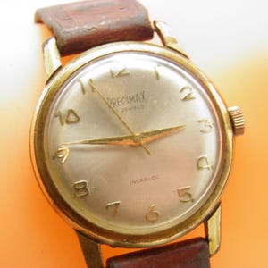 Vintage Precimax Gold Wristwatch 17 Jewels Swiss c1950s Good Working Condition