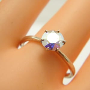 Vintage Sterling Silver Mystic Topaz Ring Band Size T (US Size 9.75)