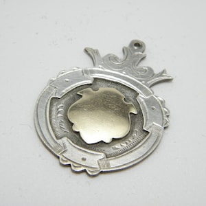 Antique 9ct Gold Silver Watch Fob Medal c1900 Pendant