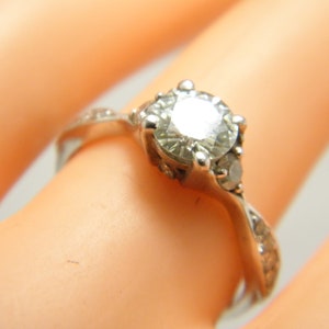 Bague solitaire vintage en or blanc 9 carats de 1,0 ct avec diamants, taille M (taille US 6,25) ronde I SI1