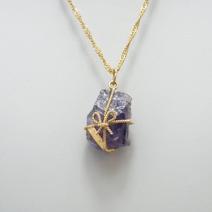 Vintage 18ct Gold Uruguay Amethyst Pendant Necklace 17.5 Inch Twist Chain 13g
