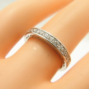 Vintage Sterling Silver Diamond CZ Eternity Ring Band Size K 1/2 (US Size 5.75)