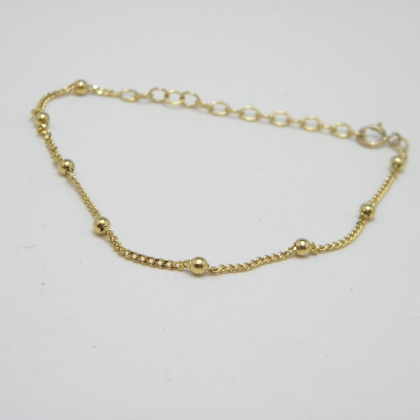 Vintage 9ct Gold Curb And Ball Bracelet 7 Inch, 2.5mm Wide