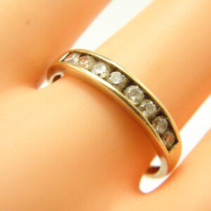 Vintage 9ct Gold Diamond CZ Eternity Ring Band Size T 1/2 (US Size 10)