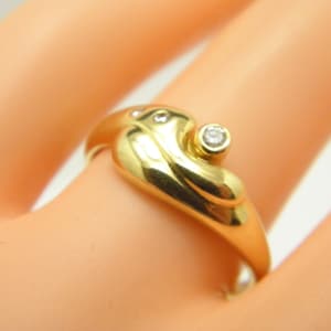 Vintage 18ct Gold Diamond Trilogy Ring Band Nouveau Swirl Size O (US Size 7.25)