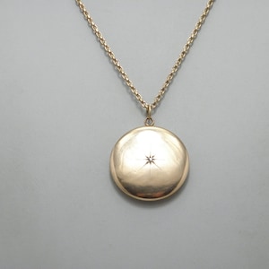 Antique 10ct Rose Gold Huge Diamond Locket Pendant Necklace 18 Inch Belcher Chain c1890