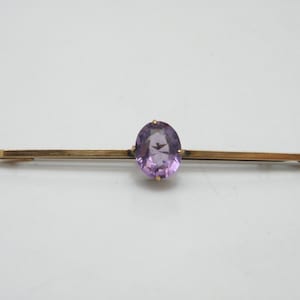 Antique 9ct Gold Amethyst Bar Brooch Pin c1860 High Quality