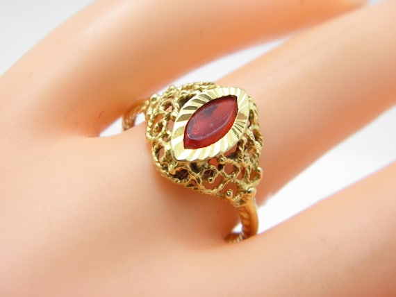 Vintage 18ct Solid Gold Ruby Solitaire Ring Band … - image 1