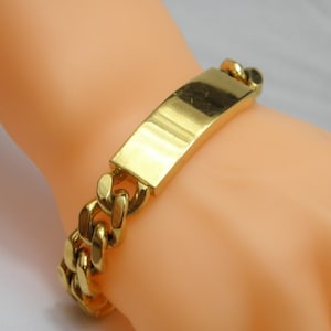 Vintage 18ct Gold Massive Cuban Curb ID Bracelet 8.5 Inch, 15mm Wide 94g