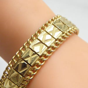 Vintage 18ct Gold Massive Panel Bracelet Cuff 7.5 Inch, 15mm Wide 49g