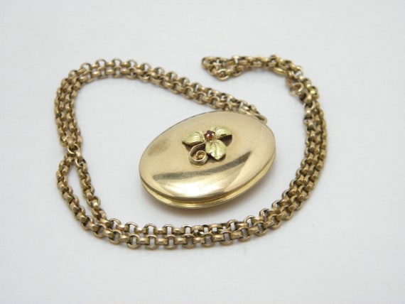 Antique 9ct Gold Huge Ruby Locket Pendant Necklac… - image 10