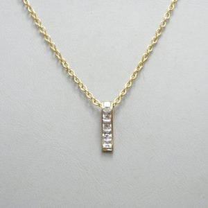 Vintage 9ct Gold Dia Dropper Pendant Necklace 19 Inch Belcher Chain