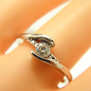 Vintage 950 Palladium CZ Diamond Twist Solitaire Ring Band Size P (US Size 7.75) Engagement