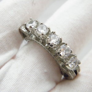 Vintage Sterling Silver Massive Dia Crown Ring Band Size N 1/2 (US Size 7)