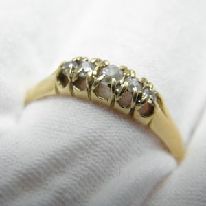 Antique 18ct Gold Diamond Cluster Boat Ring Band Rose Cut Size R 1/2 (US Size 9)
