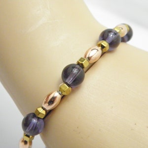 Vintage 9ct Gold Amethyst Bead Chain Bracelet 8 Inch Heavy 10g