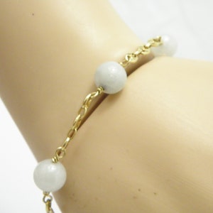 Vintage 14ct Gold Jade Mariner Link Chain Bracelet 7.5 Inch 9mm Wide Heavy 11g
