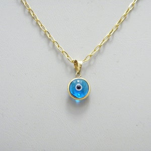 Vintage 8ct Gold All Seeing Eye Pendant Necklace 18 Inch Cable Chain German