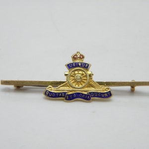 Antique 9ct Gold Royal Artillery Military Bar Brooch Pin c1890 Heavy