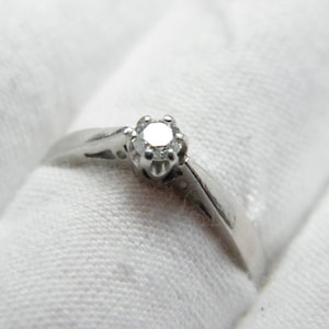 Vintage 950 Palladium Diamond Heavy Solitaire Ring Band Size L 1/2 (US Size 6) Engagement