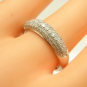 Vintage Sterling Silver 0.75 Cttw Diamond Dome Cluster Ring Band Size N 1/2 (US Size 7)